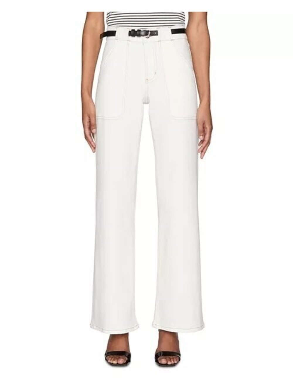 295$ FRAME Modern Pocket Wide Leg Jeans High Rise Size 25 Au Natural White
